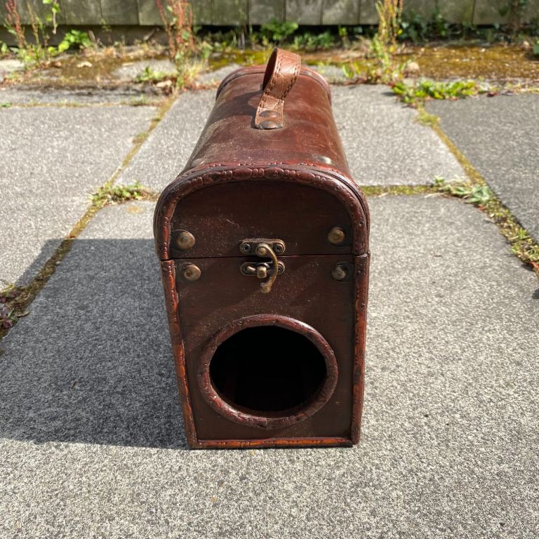 Vintage Wooden Wine Bottle Box Carrier Dome Top Storage Chest Case With Handle