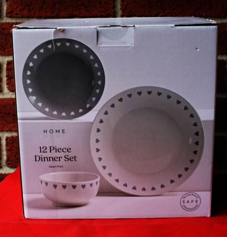 12 Piece Dinner Set - Tesco - Heart Design Print - New - As per attached photos