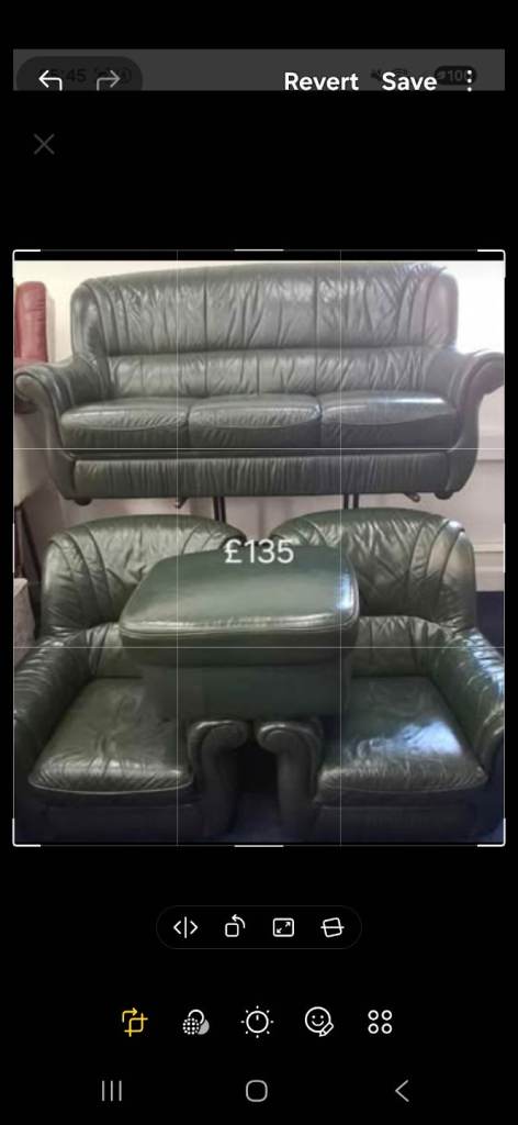 Green leather 4 piece suite local delivery available 