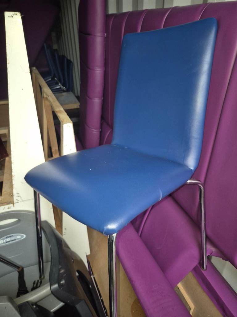 Blue Dining Chair with Chrome Legs – Good Condition
