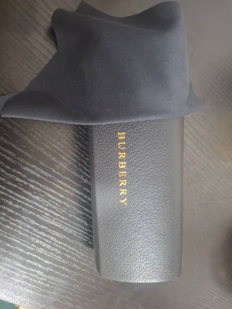 Burberry Glasses Case Black Leather Effect Hard Shell Sunglasses Pouch With Cloth