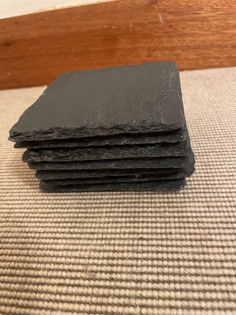 7 x Natural Edge Slate Square Coasters 