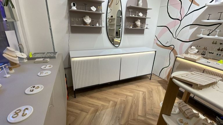 Large white sideboard with LED