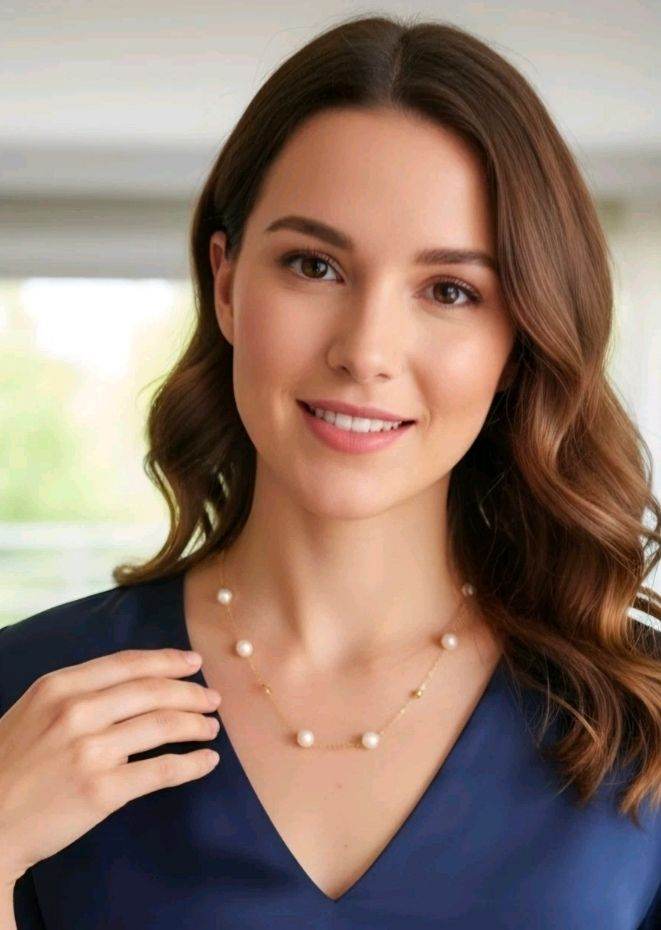 Solid 18ct Gold Necklace Natural 4A Grade Pearls,new Trendy Classy Women Girls