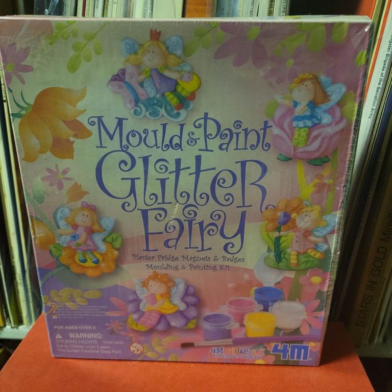 Glitter Fairy Craft Kit-Mould, Paint, & Create Plaster Fairies, Magnets & Badges New Sealed q1