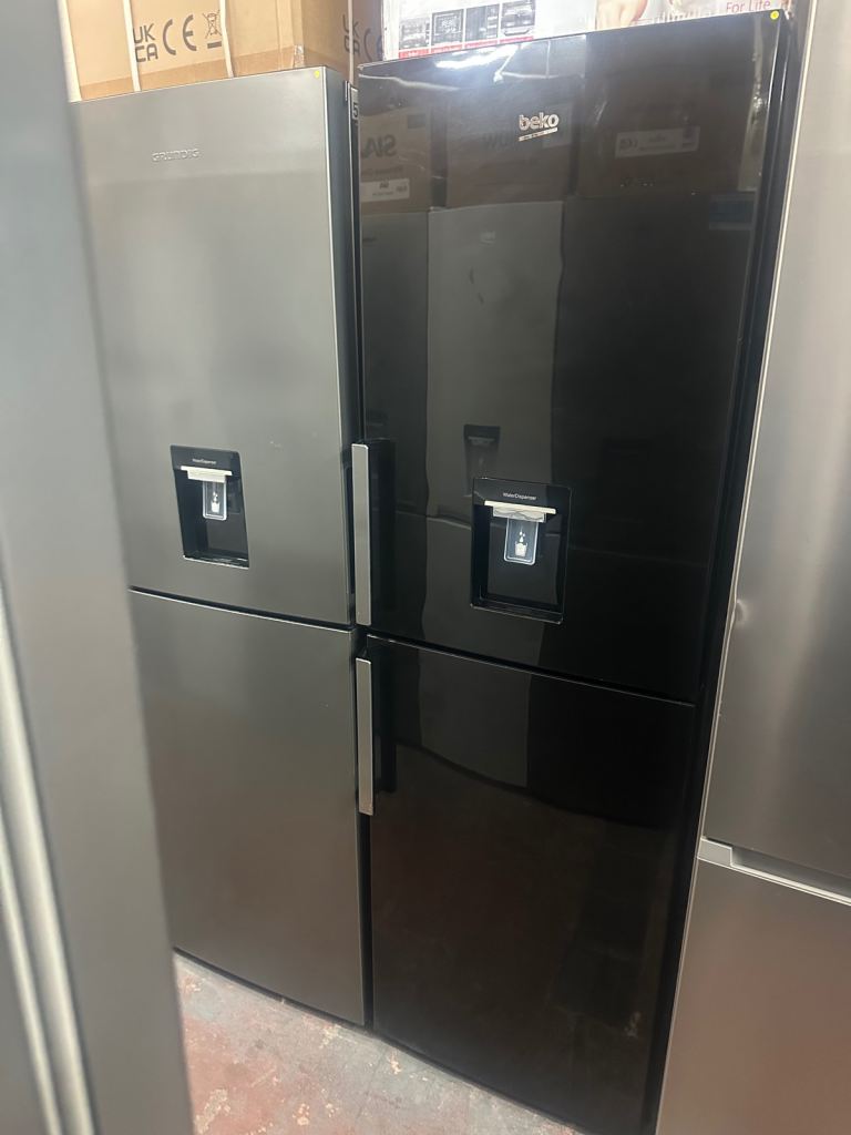 TALL BLACK BEKO FRIDGE FREEZER WITH DISPENSER 