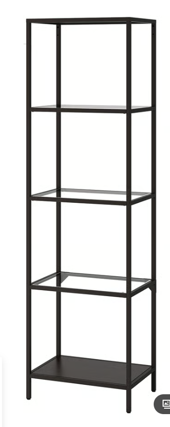 TWO (2) x VITTSJÖ IKEA Shelving unit, black-brown/glass, 51x175 cm