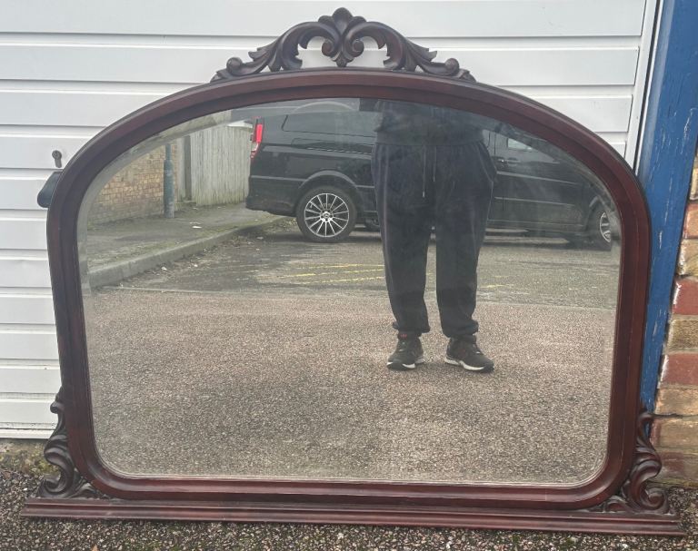  Vintage Retro Large Chimney Mantlepiece Mirror Decorative wooden framed arched