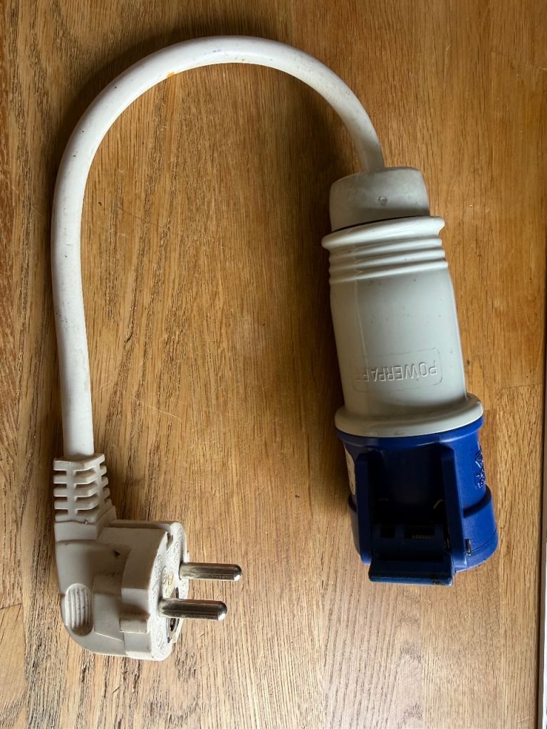 Continental mains plug adaptor for caravan or motorhome