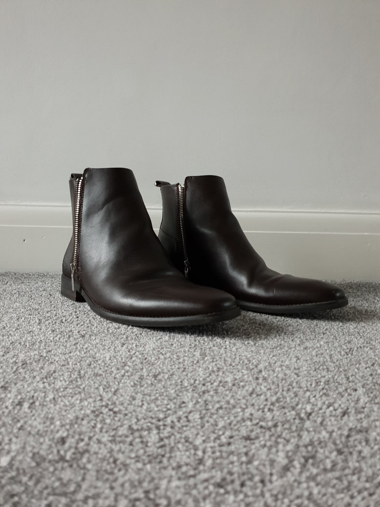Calvin Klein Mens Brown Leather Chelsea Boots 