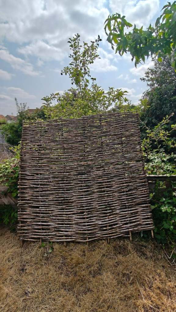 Hazel fence panels, 3no.