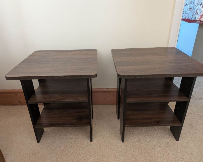 FREE - Pair of Wooden Bedside Tables with Shelves – Good Condition. Collection only