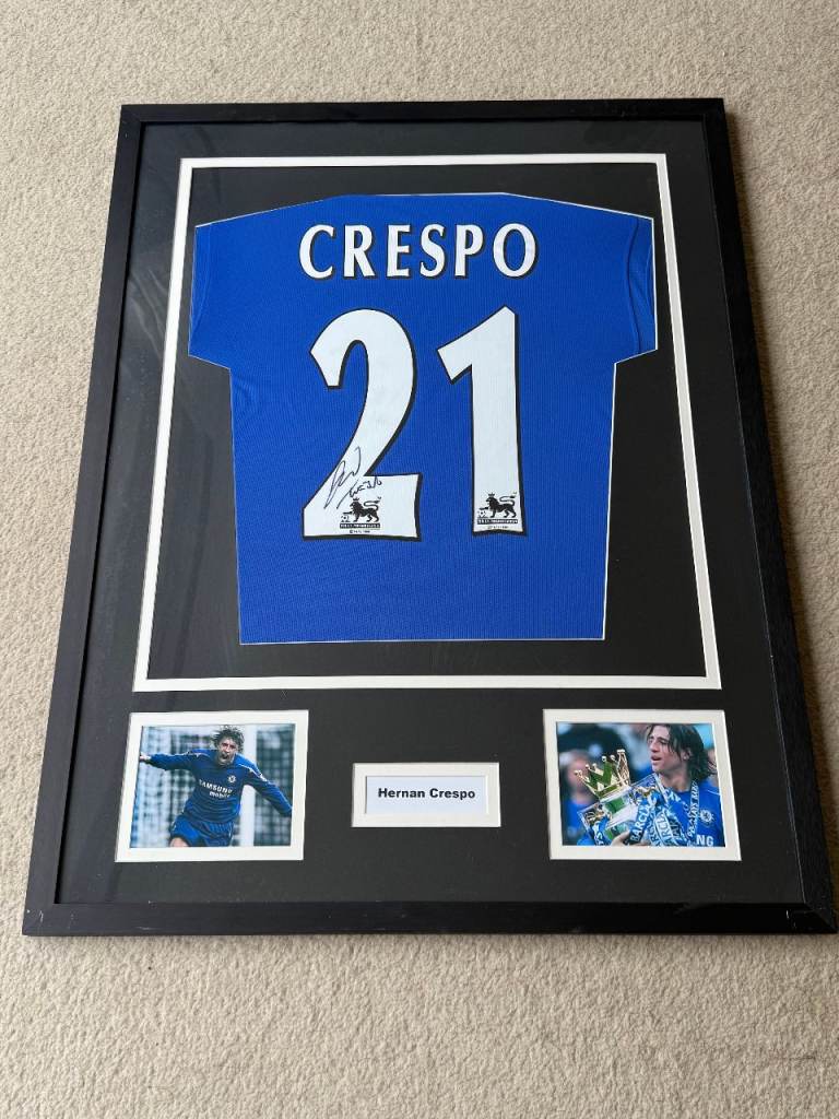 Hernan Crespo Signed Chelsea 2005/06 Home Shirt – Framed Display With Certificate COA Autographed