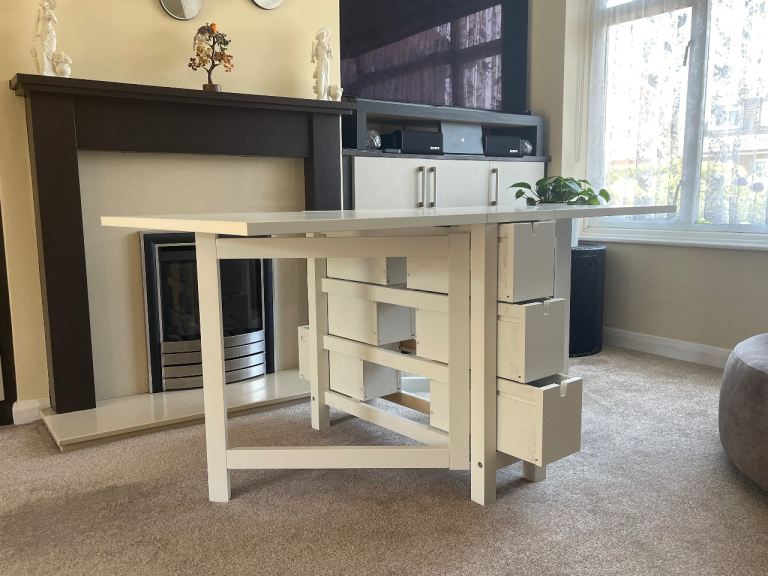 IKEA Folding Dinning Table - NORDEN Gateleg table, white, 26/89/152x80 cm