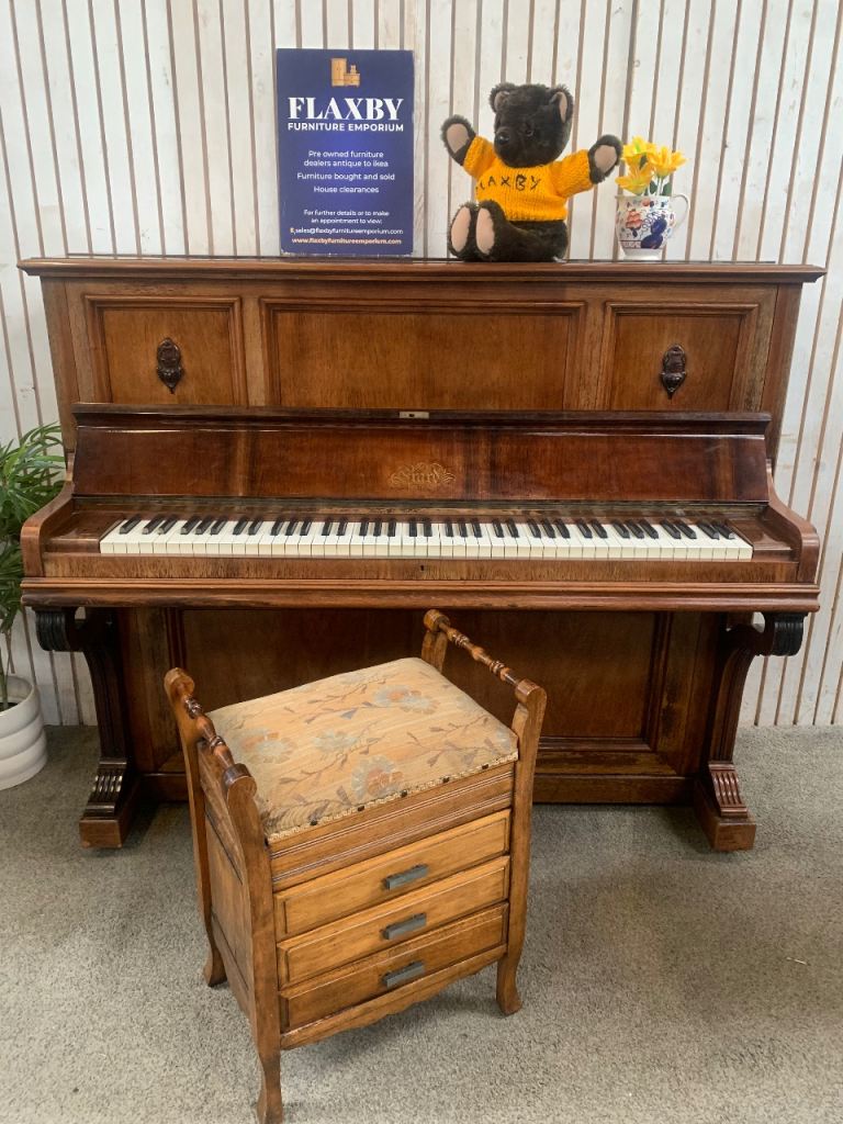 Vintage Erard Upright Piano Walnut Case Serial 84775 Chas J Fox Leeds Royal Crest
