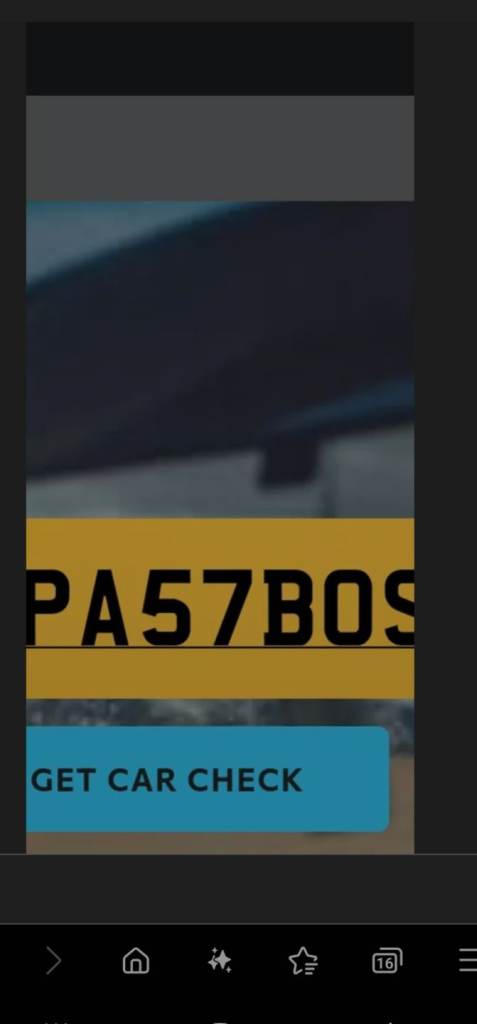Private registration reads PA57BOS all fees paid on retention ready for Car/Van/Bike