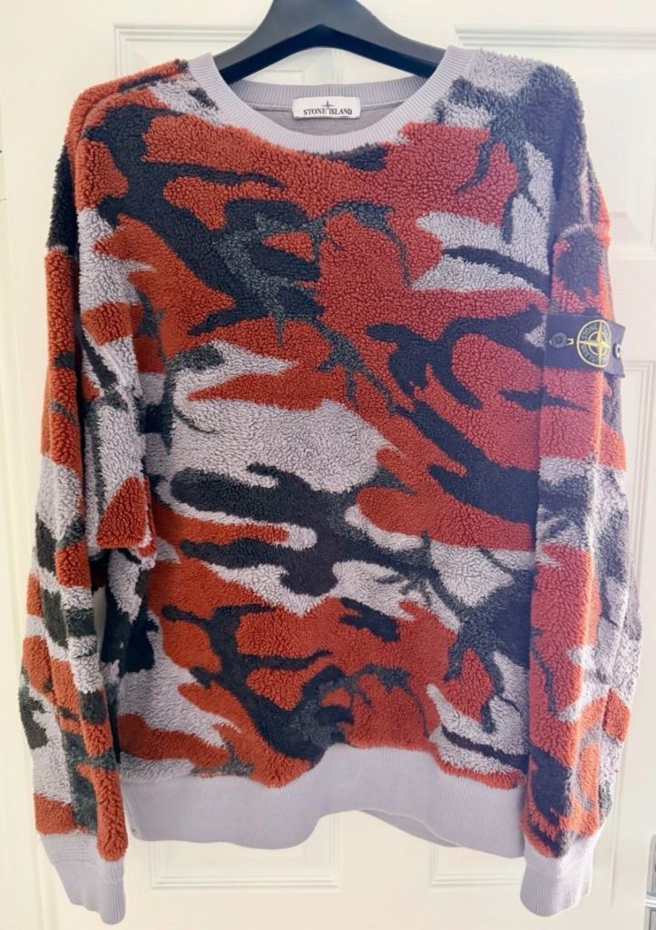 Stone Island Camo Teddy Fleece Jumper Size Large Excellent Condition