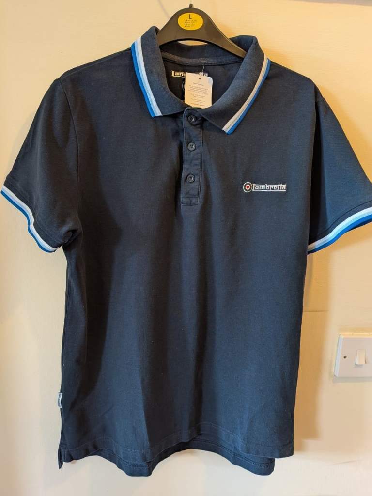   Share Lambretta Twin Tip Polo Shirt Navy Mens Large Mod Target Logo Pre-Owned L