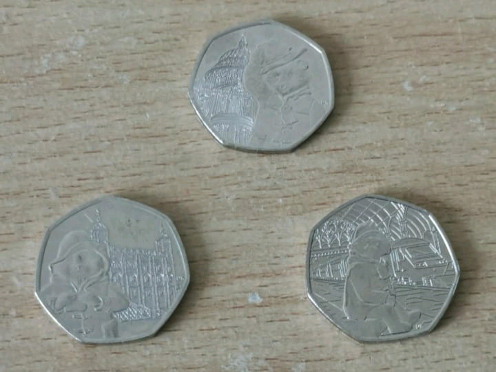 Three Paddington Bear 50p Fifty Pence Coins Lot Individually priced
