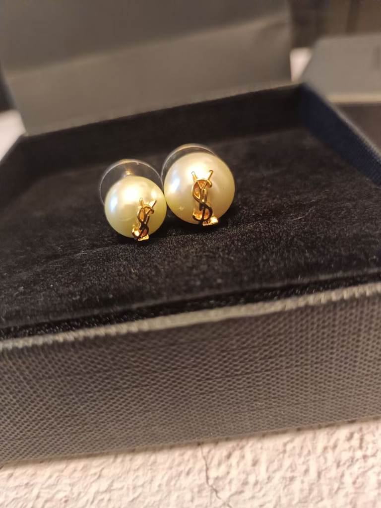 Yves Saint Laurent Pearl Earrings – Gold Tone, As Good As New