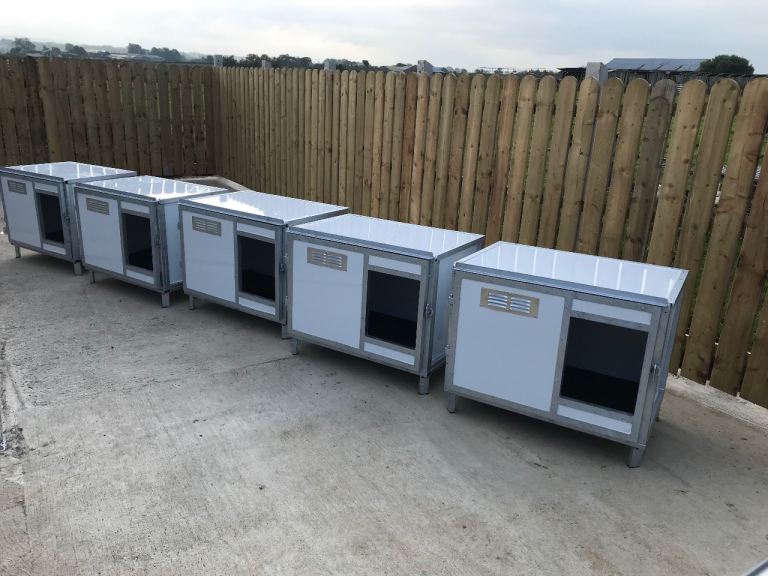 Galvanised, thermal anti-chew dog kennels