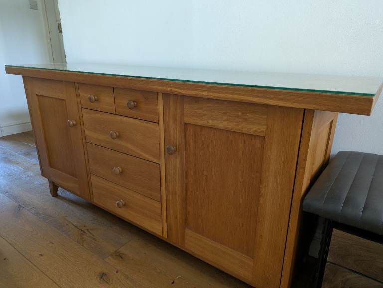Morocco Solid Oak Sideboard beautiful with toughened glass top