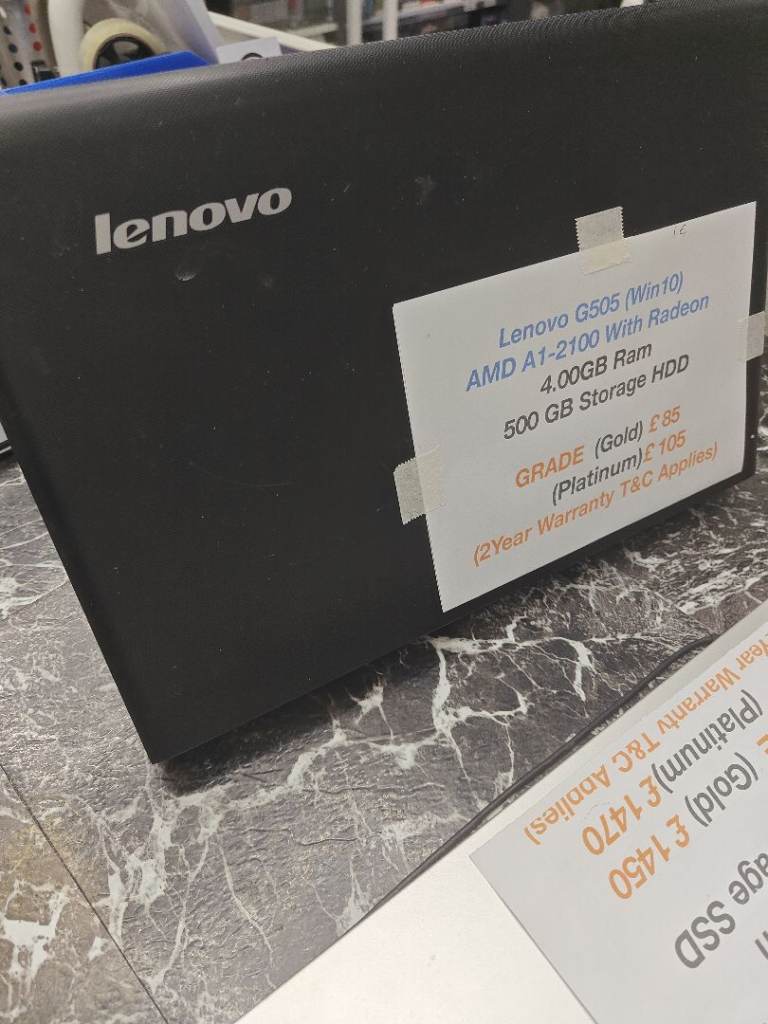 Lenovo g505 AMD a1-2100, 4gb ram, 512gb HDD windows 10