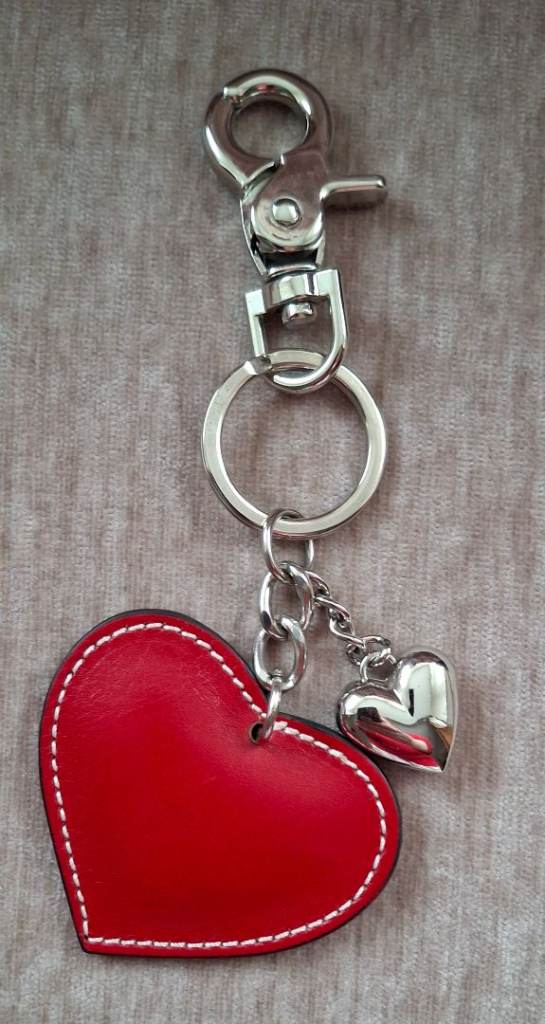 Red Leather Heart Bag Charm NEW *Mother's Day 🎁*