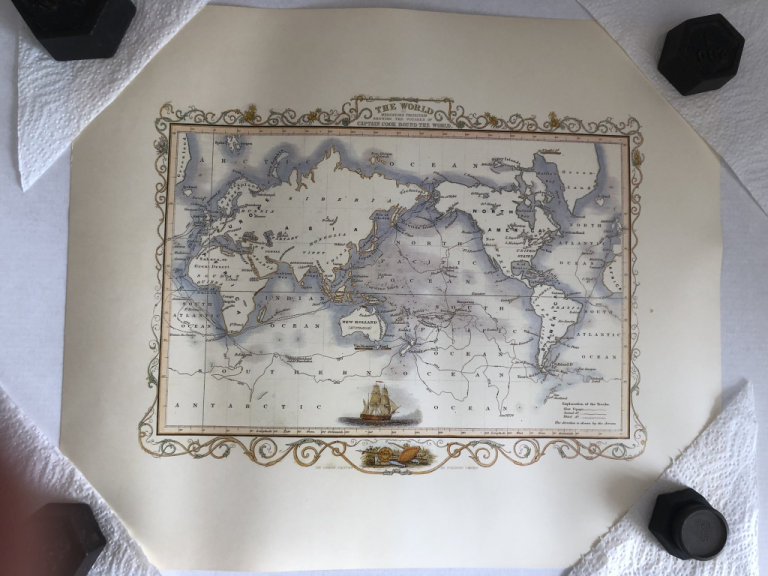 Poster -World Map-James Cook voyages -no frame