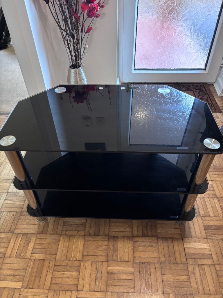 Glass and metal tv table