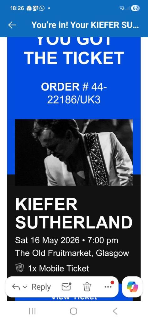 Kiefer Suther ticket 16 May 2026