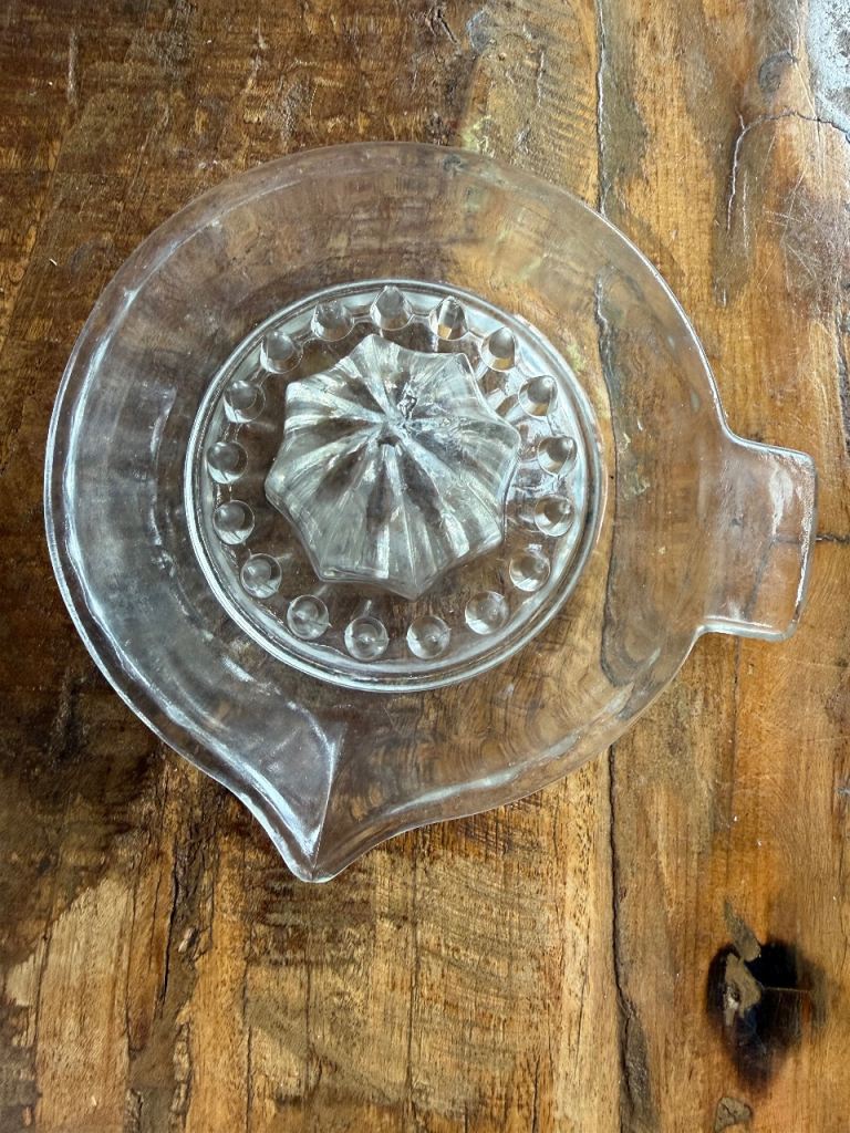 Large vintage Lemon / Citrus Press Squeezer, juicer moulded glass. 