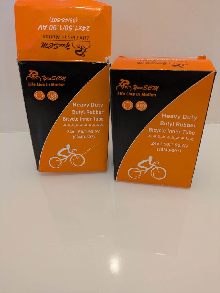 image for 2 x Bike inner tubes, bicycle inner tubes, road bike, mountain bike 700c + 26&quot; + 24&quot;