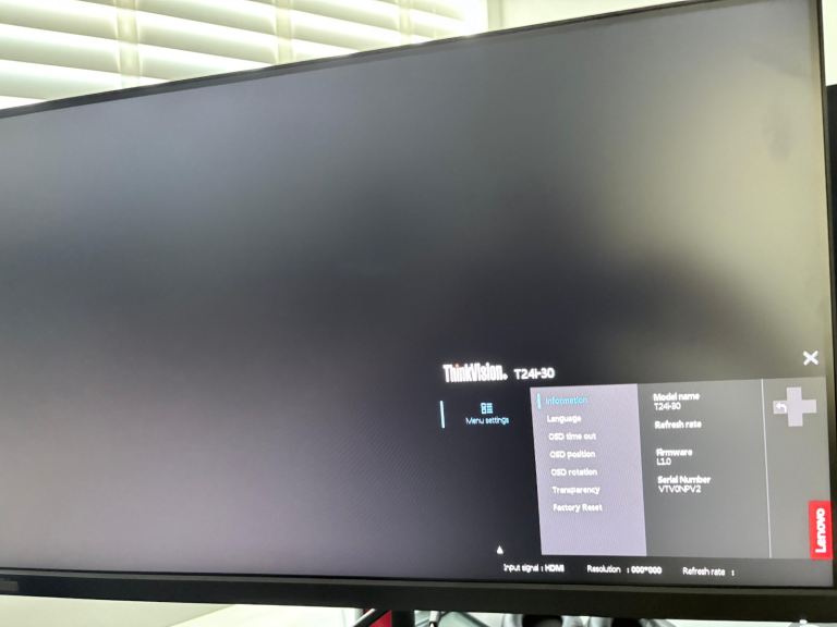 Lenovo ThinkPad 24Inch Monitor with Power Cable