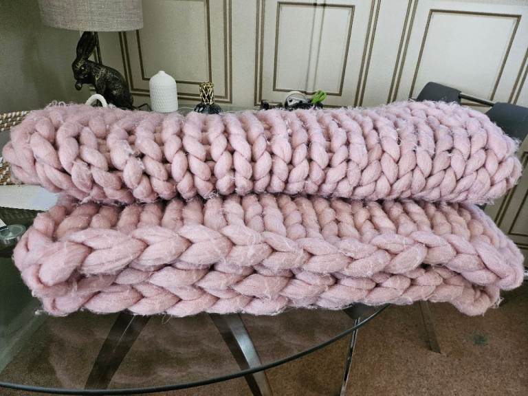 Pink wool throw