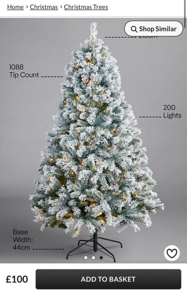 Asda Pre Lit Snowy tree 