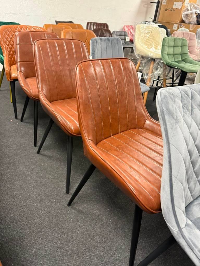 New Brown Leather Dining Chairs -Free Delivery