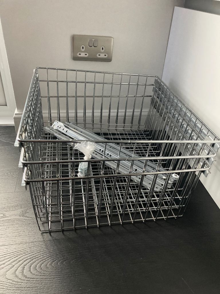 x3 Chrome Wire Vegetable Storage Baskets (compatible with a W500mm cupboard)