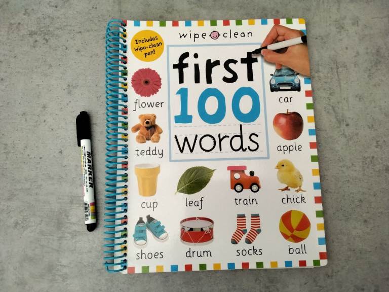NEW First 100 Words Wipe Clean Handwriting Book. Includes Pen. Priddy Books