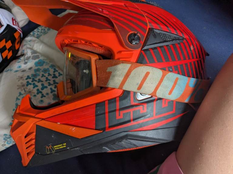 LS2 MX708 Fast II Motocross Helmet (Orange) & 100% Goggles Set