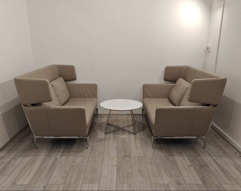 Vitra 4-Person High Back Leather Sofa SET, Beige