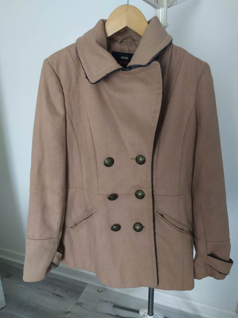 Ladies coat Miss Sixty M60 Gray Wool Blend Car Pea Coat size L