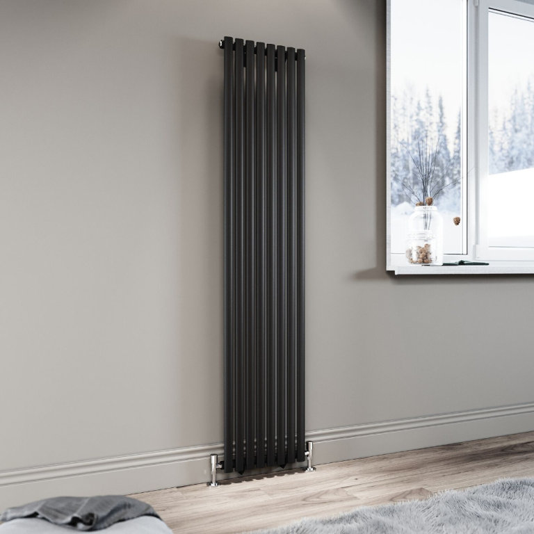 New Single Black Oval Panel Radiator 1800 x 392mm RRP £160 Our Price £110