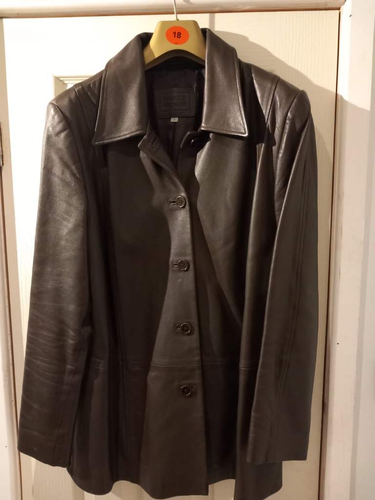 Women's M&S Brown Leather Jacket -Size 18 - never worn 
