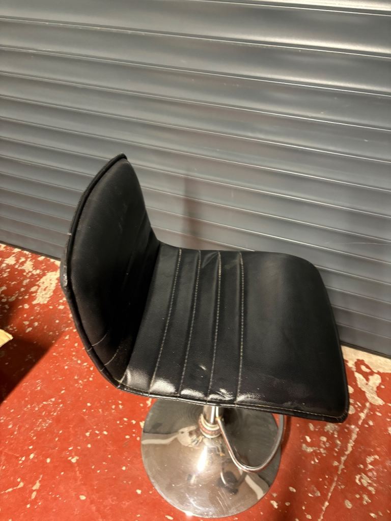 3 Black Faux Leather Swivel Bar Stool – Fair Condition