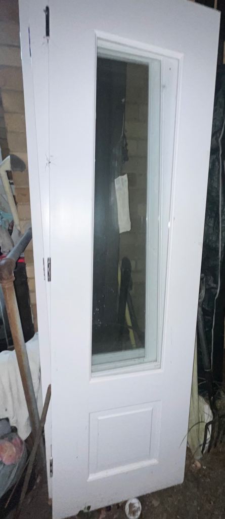 Internal White Door with Glass Panel – Good Condition
