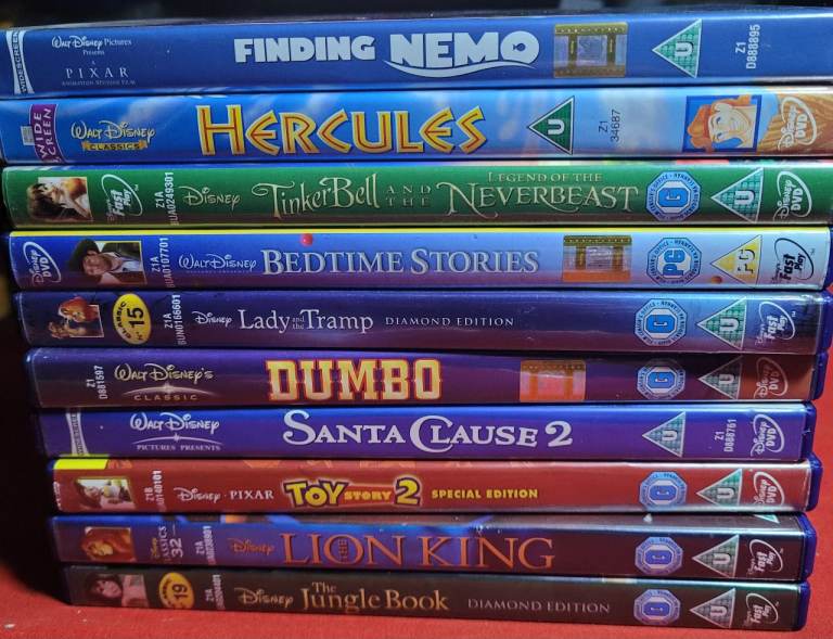 10 x Classic Disney Dvds Excellent Condition  b2