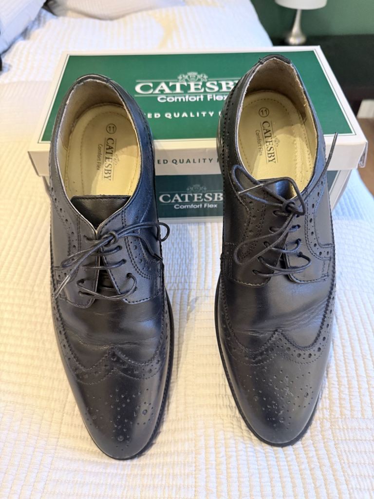 CATESBY Men's Black Leather Brogues – Comfort Flex
