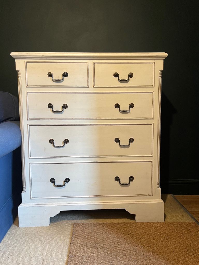 Cream Wooden Chest of Drawers - Good Condition