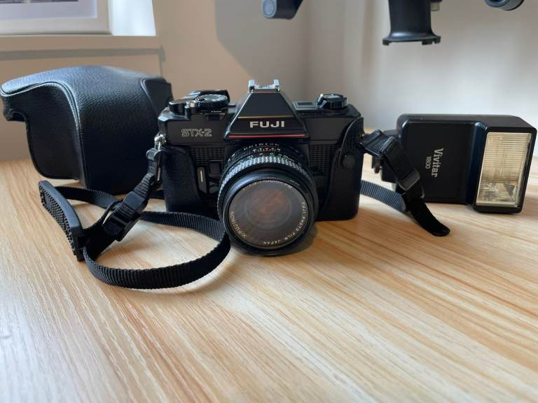 Fuji STX-2 SLR 35mm film camera with X-Fujinon f=50mm FM 1:1.9 lens